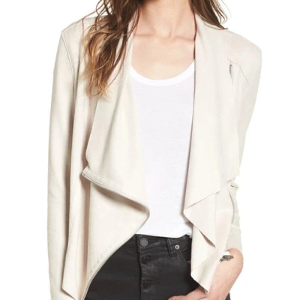 Blank NYC Drape Front Faux Suede Jacket - size Small in Taupe